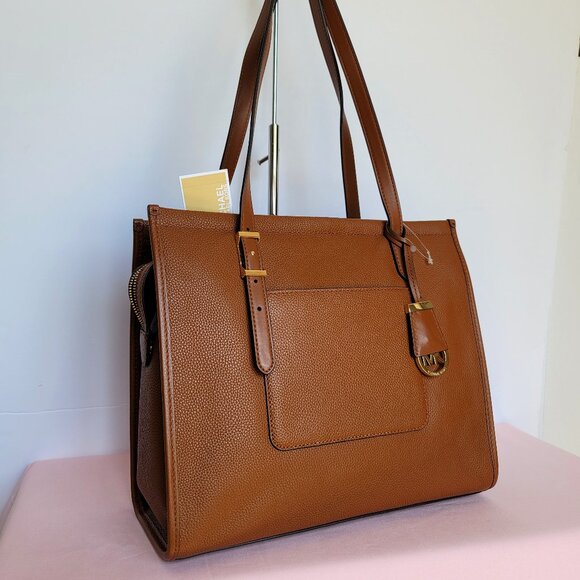 MICHAEL KORS Darien Pebbled Leather Medium Tote w Front Slip Pocket-🎈⭐ - Picture 3 of 16